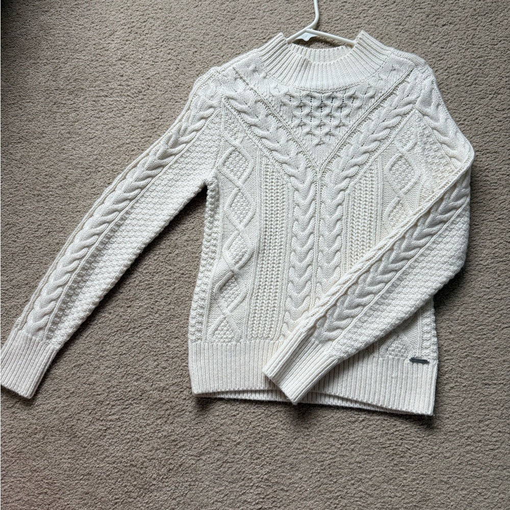 Abercrombie & Fitch Cream Cowl Neck Cable Knit Sweater